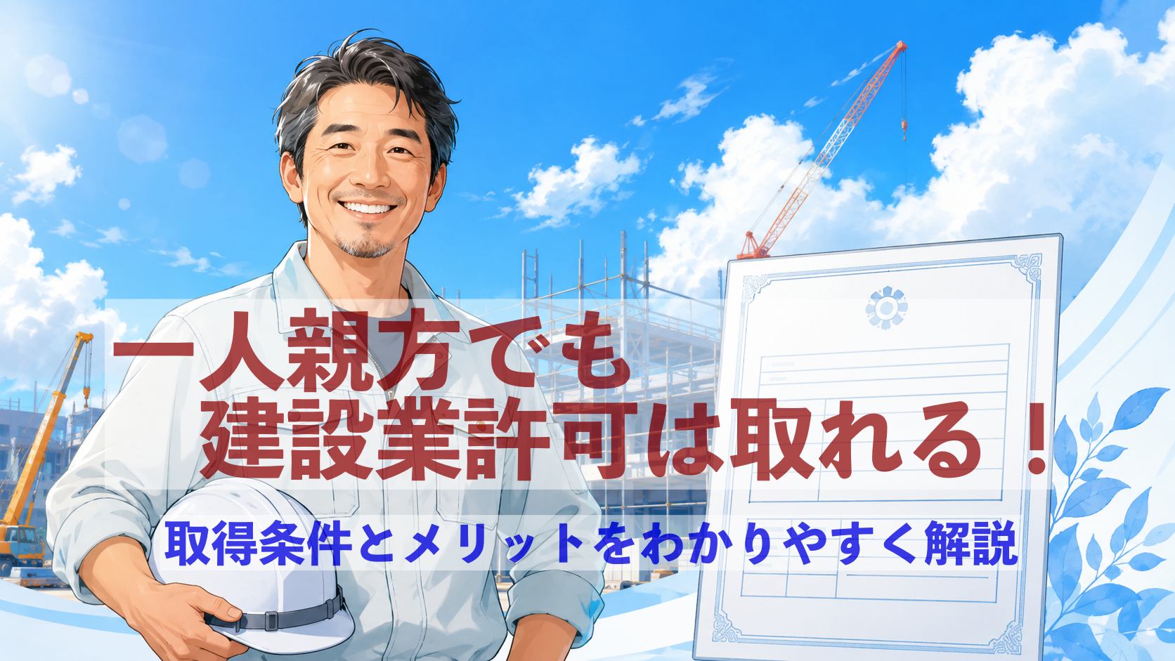 一人親方でも建設業許可は取れる？わかりやすく解説